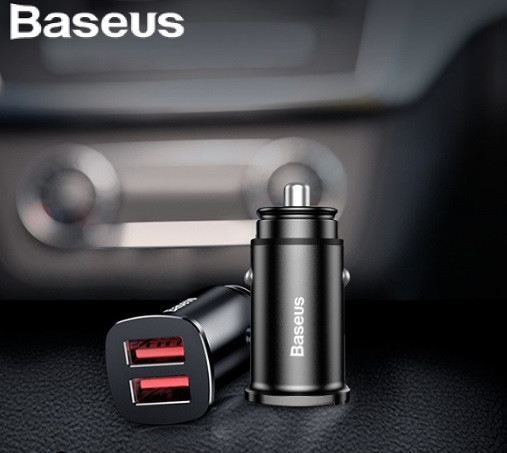 Car Charger Baseus QC 3.0 Dual Port USB+USB - Black