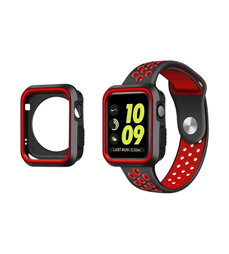 Silicone Case iWatch 38mm - Black+Red