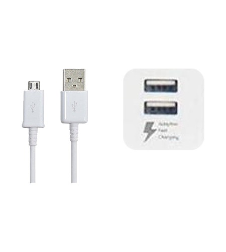 Samsung Fast Charging Dual USB Micro Car Charger - White Ori New Pack