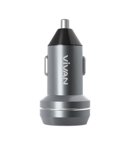 Vivan Fast Charger CT01 Car Charger Dual Type USB & Type C - Grey